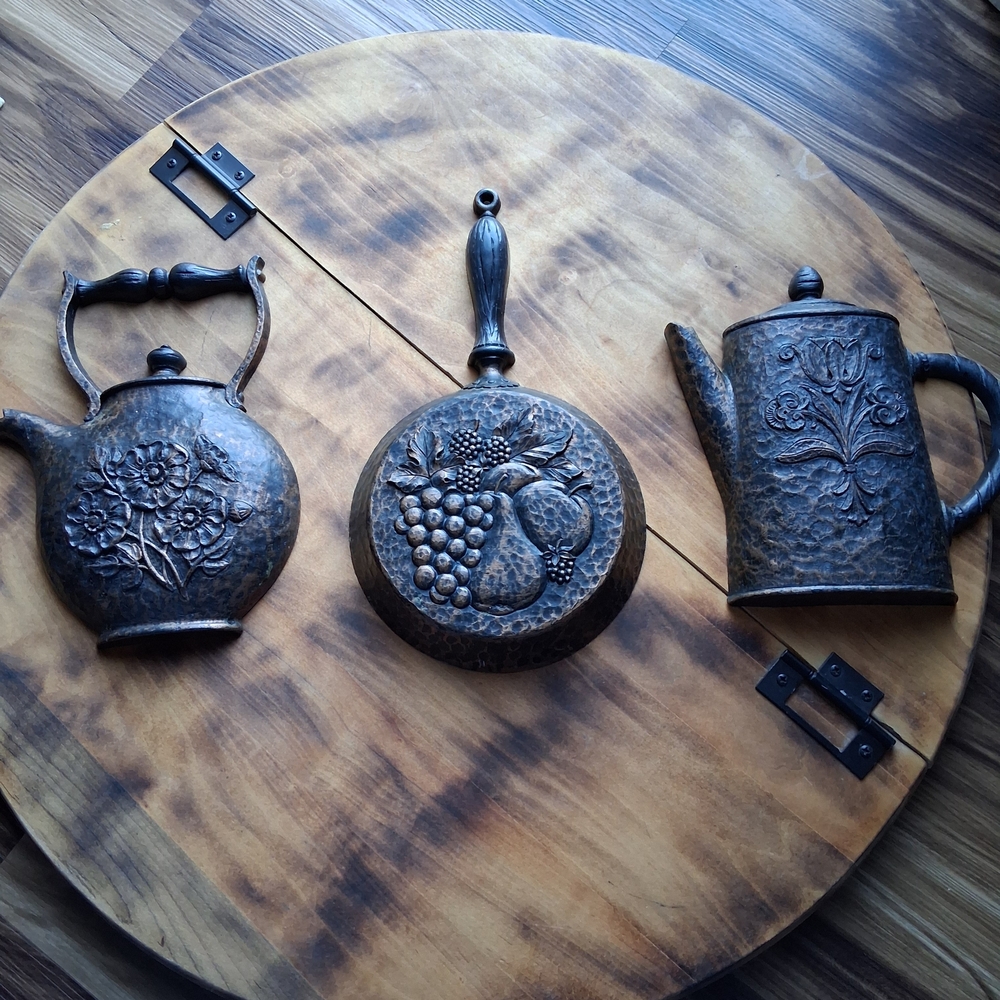 Mid Century Home Interiors Rustic Brown Teapot and Pan Set